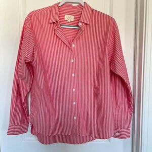 Francesca's Pink & White Striped Long Sleeve Button Down - Small